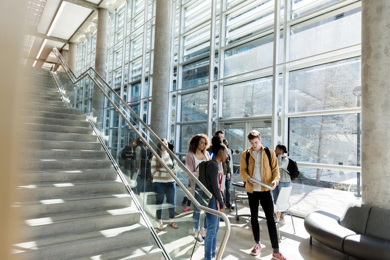 College students walking to class